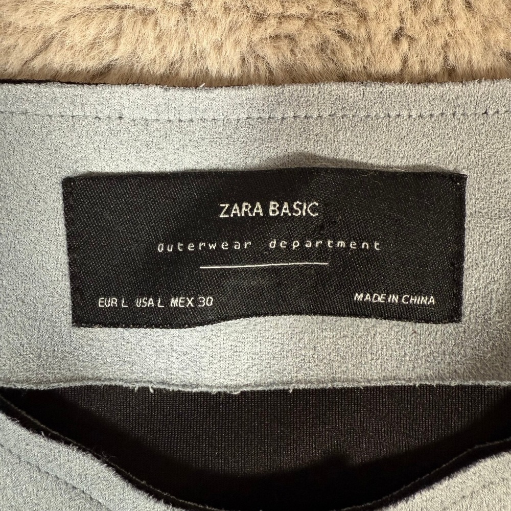 Zara Basic Jacket Faux Suede Collarless Button Up… - image 4